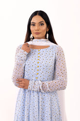 Powder blue daisy anarkali - kasumi.in